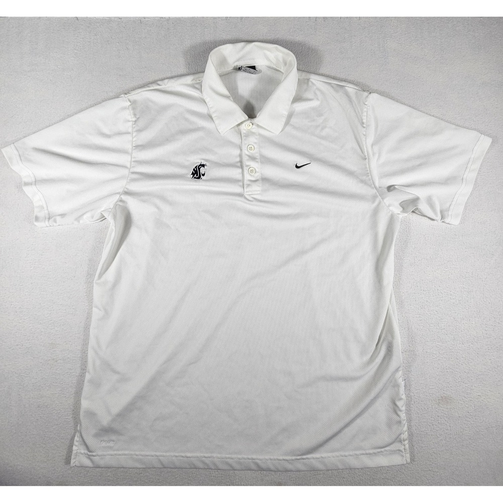 Nike Mens Washington State Cougars Dri-FIT Polo Shirt White Large WSU NCAA